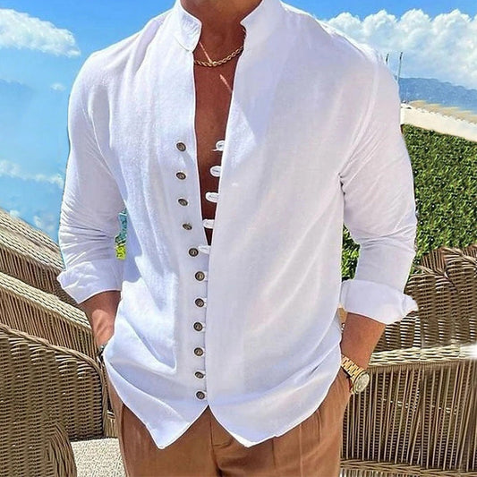 👕50% OFF NOW! 🌊 Men's Linen Button Up Summer Beach Shirt – Breathable, lightweight & relaxed fit – perfect for seaside vacations, BBQs or sunny days ☀️