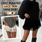 🎁New Arrival 55% OFF💥Chic Pleated Lace Trim Mini Skirt