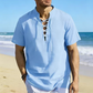 Men’s Casual Lace-Up Short Sleeve Shirt