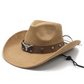 📢📢40% OFF !! ⏰Unisex Suede Cowboy Hat with Vintage Bull Band and Wind Rope