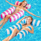 ☁️LAST DAT 49% OFF🌊Colorful Striped Inflatable Pool Float with Inflator