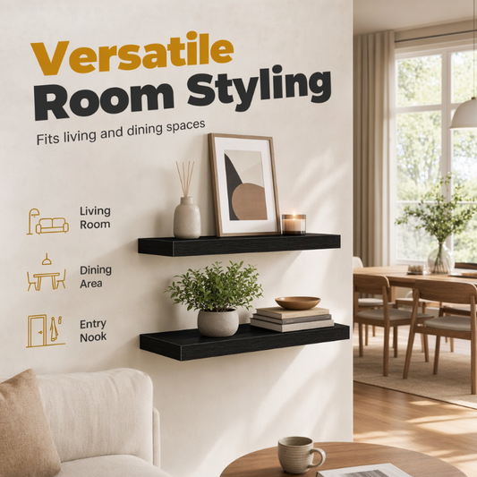 ✨ Minimalist Wooden Floating Wall Shelves🛋️