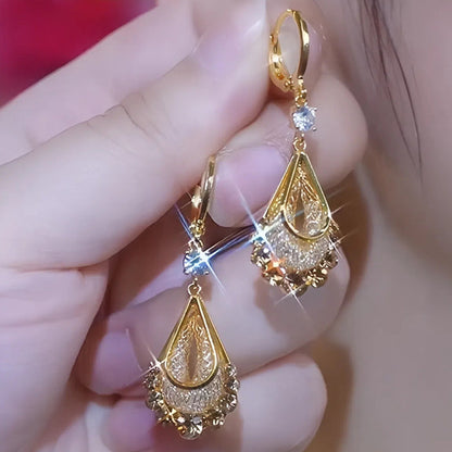 Elegant Teardrop Drop Earrings | Vibrant Cubic Zirconia & Gold-Plated Jewellery | Lightweight Statement Earrings for Women