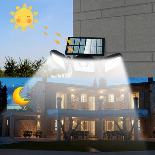 ☀️Solar 3-Heads Wall Light With Sensor Lighting Function