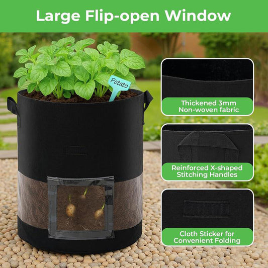 ⏳Limited-time 50% off⏰Large Capacity PE Grow Bags (18L/26L/38L) for Potato, Tomato & Vegetable Gardening🌱🥔