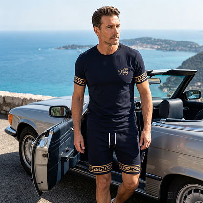 📢📢40% OFF !! ⏰Men Summer 2-Piece T-Shirt and Shorts Casual Set