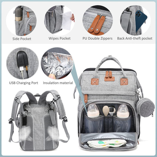 🎒 Foldable Diaper Bag with Changing Station