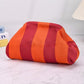 Knit Striped Dumpling Clutch Bag