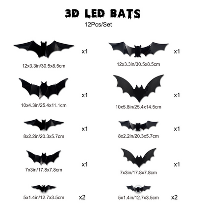 🦇 3D Bat LED Wall Light Decor 💡
