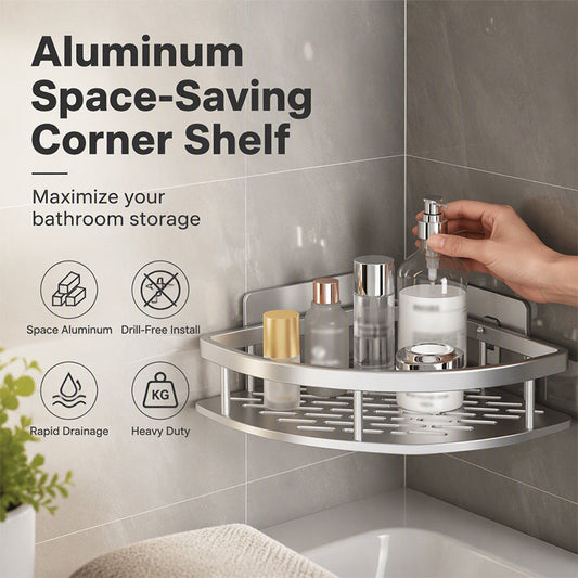 🚿 BUY 2 GET 1 FREE! 🏠 Drill-Free Corner Shower Storage – Easy install, strong adhesive & rust-proof – Perfect for bathroom organization ✨