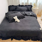 Simple Solid Color 4-Piece Bedding Set with Ruffled Borders