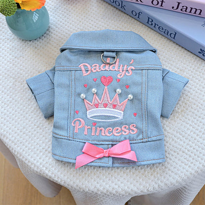 👑 Cute Princess Denim Dog Jacket 🐶