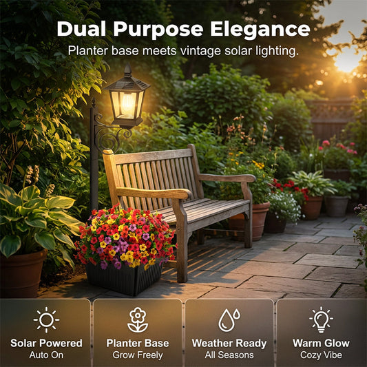 📢📢50% OFF !! ⏰Outdoor Solar Garden Light with Planter Base