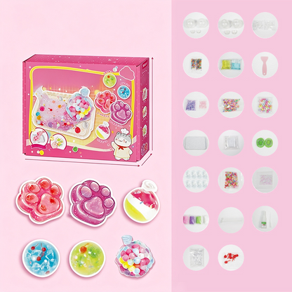 🎁2026 New Arrivals 50% OFF💥 DIY Creative Squishy Kit – All-in-one Make Your Own Squishy Toy Set, Sensory Stress Relief Craft Kit with Cat Paw & Beverage Molds, Ideal Gift for Girls Ages 6+