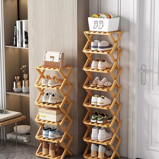 👞 Durable Foldable Bamboo Shoe Rack 📦