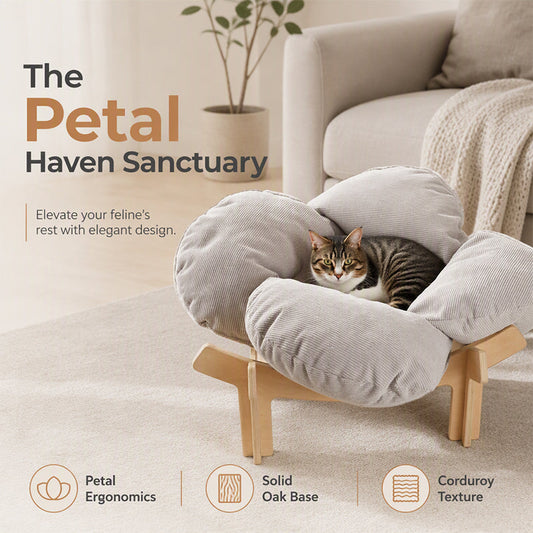 🎁2026 New Arrivals 50% OFF💥Elevated Petal Shaped Wooden Pet Bed with Cushion – Orthopedic Support, Breathable Design & Durable Solid Wood – A Cozy Retreat for Your Furry Friend ✨