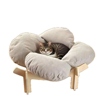 🎁2026 New Arrivals 50% OFF💥Elevated Petal Shaped Wooden Pet Bed with Cushion – Orthopedic Support, Breathable Design & Durable Solid Wood – A Cozy Retreat for Your Furry Friend ✨
