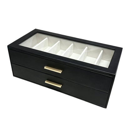 🎁2026 New Arrivals 50% OFF💥🕶️ Sunglasses Organizer Box: PU Leather, Velvet Lining, Glass Window, Multi-Slot