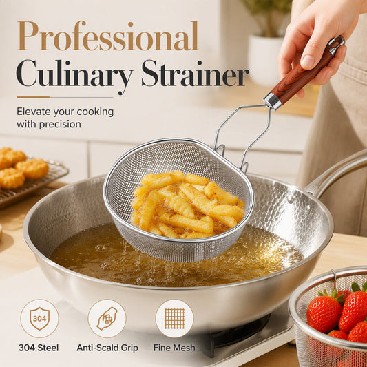 🎁2026 New Arrivals 50% OFF💥Stainless Steel Sieve with Handle – Fine Mesh, Durable 304 Steel & Easy-Grip Ergonomic Handle – Strain Pasta, Fruits & Veggies Effortlessly ✨