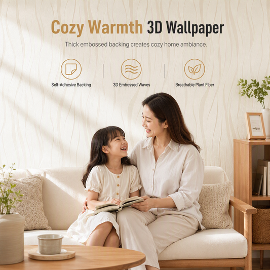 🎁2026 New Arrivals 50% OFF💥Thickened Non Woven Self Adhesive Wallpaper with 3D Textured Stripe Pattern for Bedroom and Living Room Background Wall 53cm x 1m