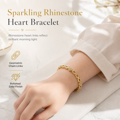 🎁2026 New Arrivals 50% OFF💥Gold Rhinestone Heart Chain Bracelet – Light Luxury, Parisian Style 🤍