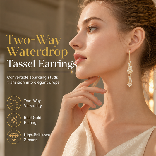 🎁2026 New Arrivals 50% OFF💥✨ Women's Dual-Wear Zircon Water Drop Tassel Earrings – Elegant & Versatile 💎🌸
