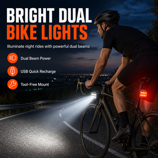 🎁2026 New Arrivals 50% OFF💥Bright Bicycle Light Set with Front Headlight and Rear Taillight for Night Riding Safety Warning Mountain Bike Accessories