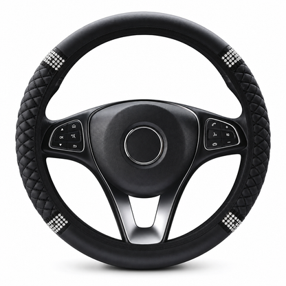 🎁2026 New Arrivals 50% OFF💥✨ Rhinestone Steering Wheel Cover – Quilted PU Leather & Sparkling Details for a Glam Car Interior ❤️⭐
