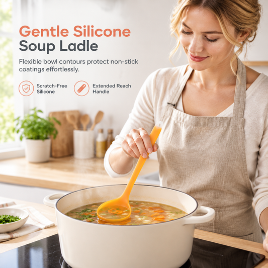 🎁2026 New Arrivals 50% OFF💥🍲 Stir, Scoop & Serve Like a Pro! ✨ Non-Stick Silicone Soup Ladle 🥄💖