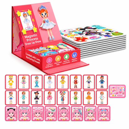 🎁2026 New Arrivals 50% OFF💥🎨129-Piece Magnetic Princess Dress-Up Set for Girls Ages 3–6 – 3-in-1 3D Outfit & Scene Matching Toy