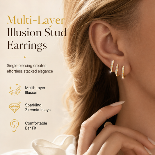 🎁2026 New Arrivals 50% OFF💥Minimalist Three Layer Curved Ear Crawler Stud Earrings with Inlaid Rhinestones