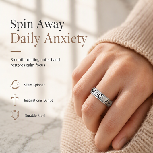 🎁2026 New Arrivals 50% OFF💥✨ Silver Titanium Spinner Ring – "God Is Within Her" engraving ✨