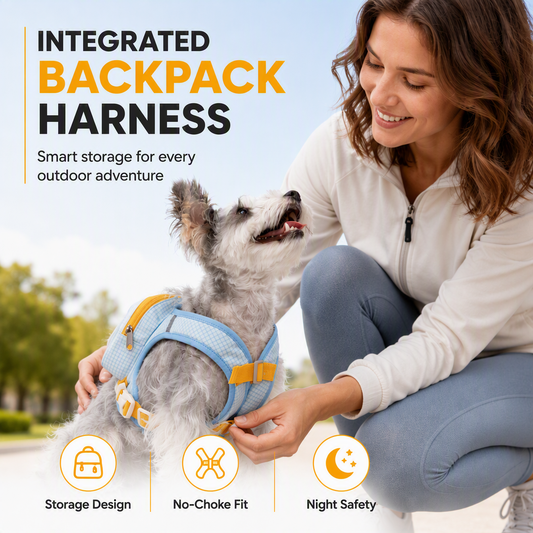 🎁2026 New Arrivals 50% OFF💥🐕 Dog Harness with Backpack: Hands-Free, No-Choke Padded Vest, Reflective, Small Dogs