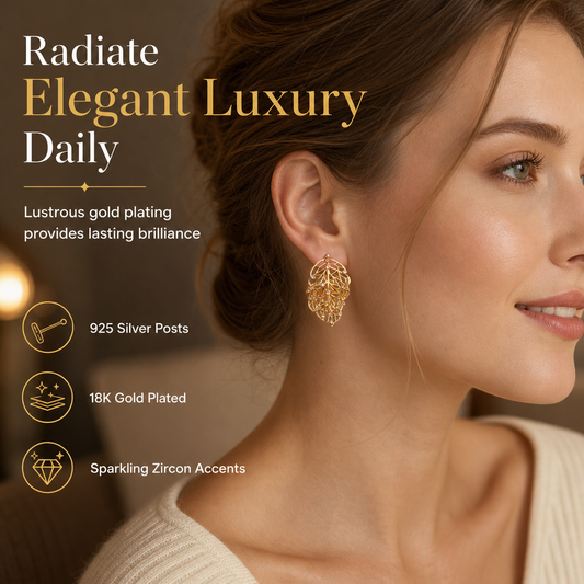 🎁2026 New Arrivals 50% OFF💥18K Gold-Plated Double Leaf Earrings – Sparkling CZ, Two-Way Wear Design