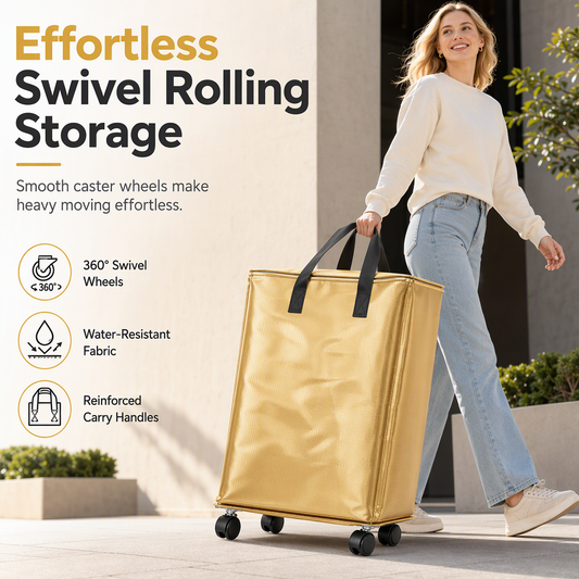 🎁2026 New Arrivals 50% OFF💥Large Capacity Waterproof Foldable Moving Bag with Wheels Heavy Duty Rolling Storage Tote for College Dorm and Household Organization