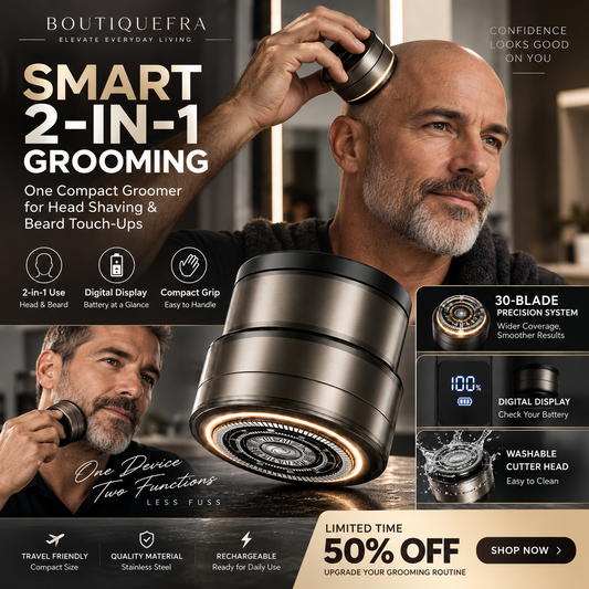 🎁2026 New Arrivals 50% OFF💥 2-in-1 Smart Head Shaver & Beard Trimmer – Easy Grooming, Rinsable Head & Digital Display 🔥